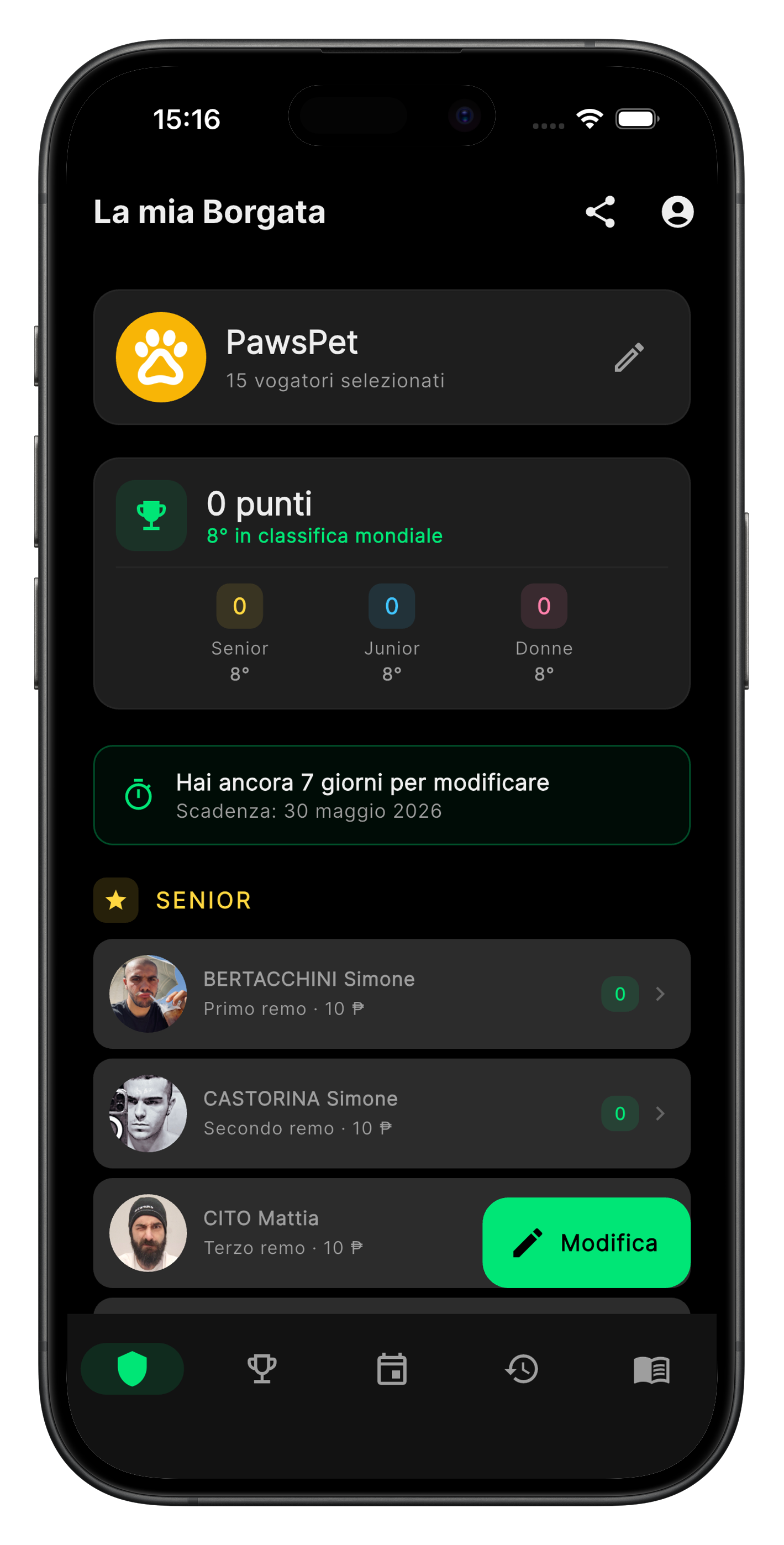 Screenshot 1 of the FantaPalio del Golfo app