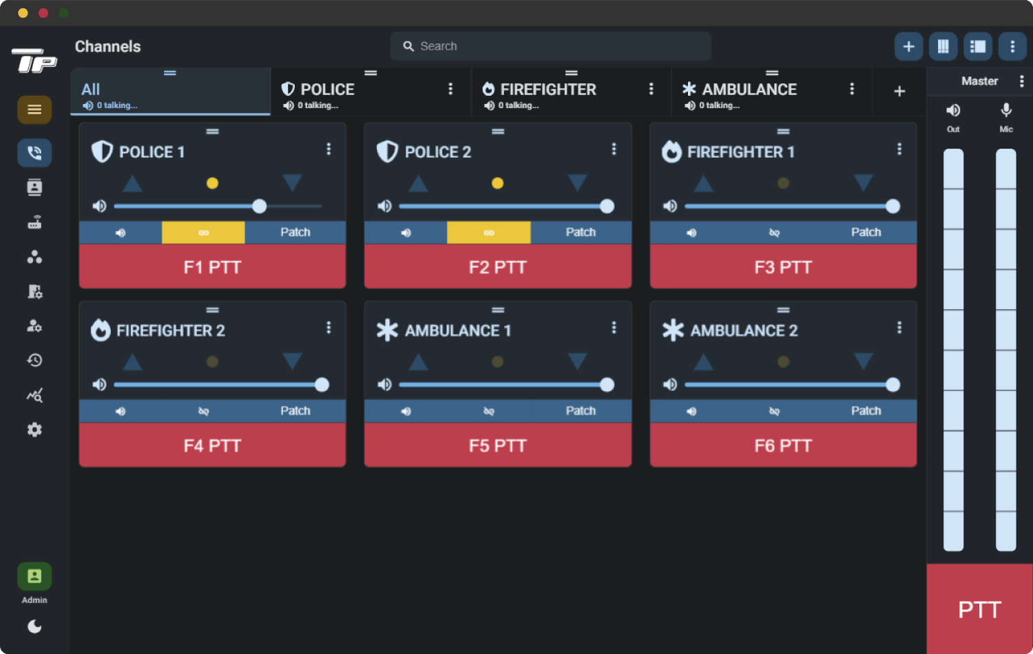 Channel interface of the Respondr push-to-talk platform